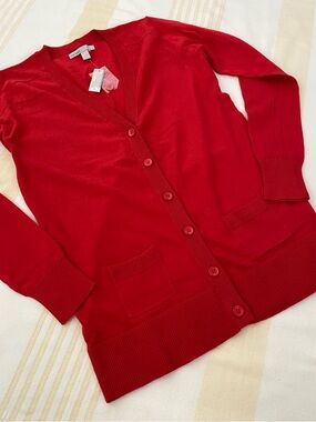 Old Navy NWT 100% Cotton Poppy Red Cardigan